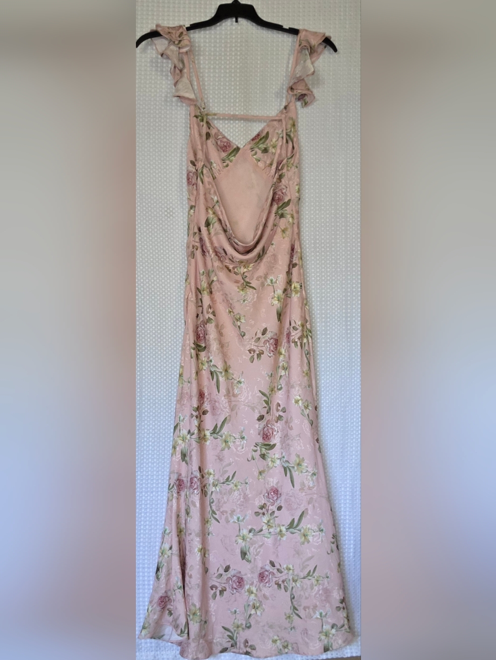 Floral Dress S Pink Maxi Dress Cowl Neck Backless Gown - Picture 6 of 6